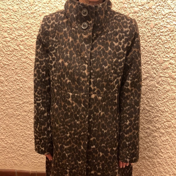 Via Spiga Leopard Wool Blend Coat - Picture 5 of 8